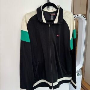 Quiksilver Black and Cream Jacket with Green Details